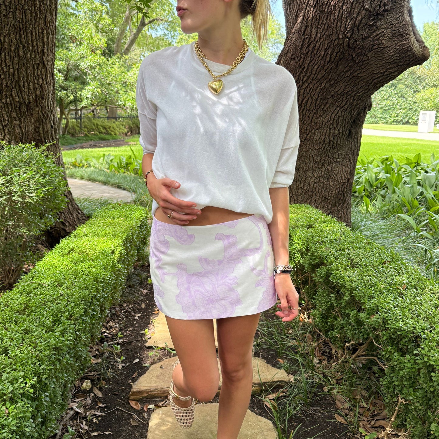 Mini Ava Skirt in Lilac Jacquard Fil Coup