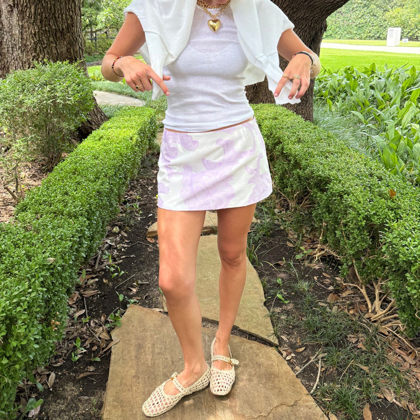 Mini Ava Skirt in Lilac Jacquard Fil Coup
