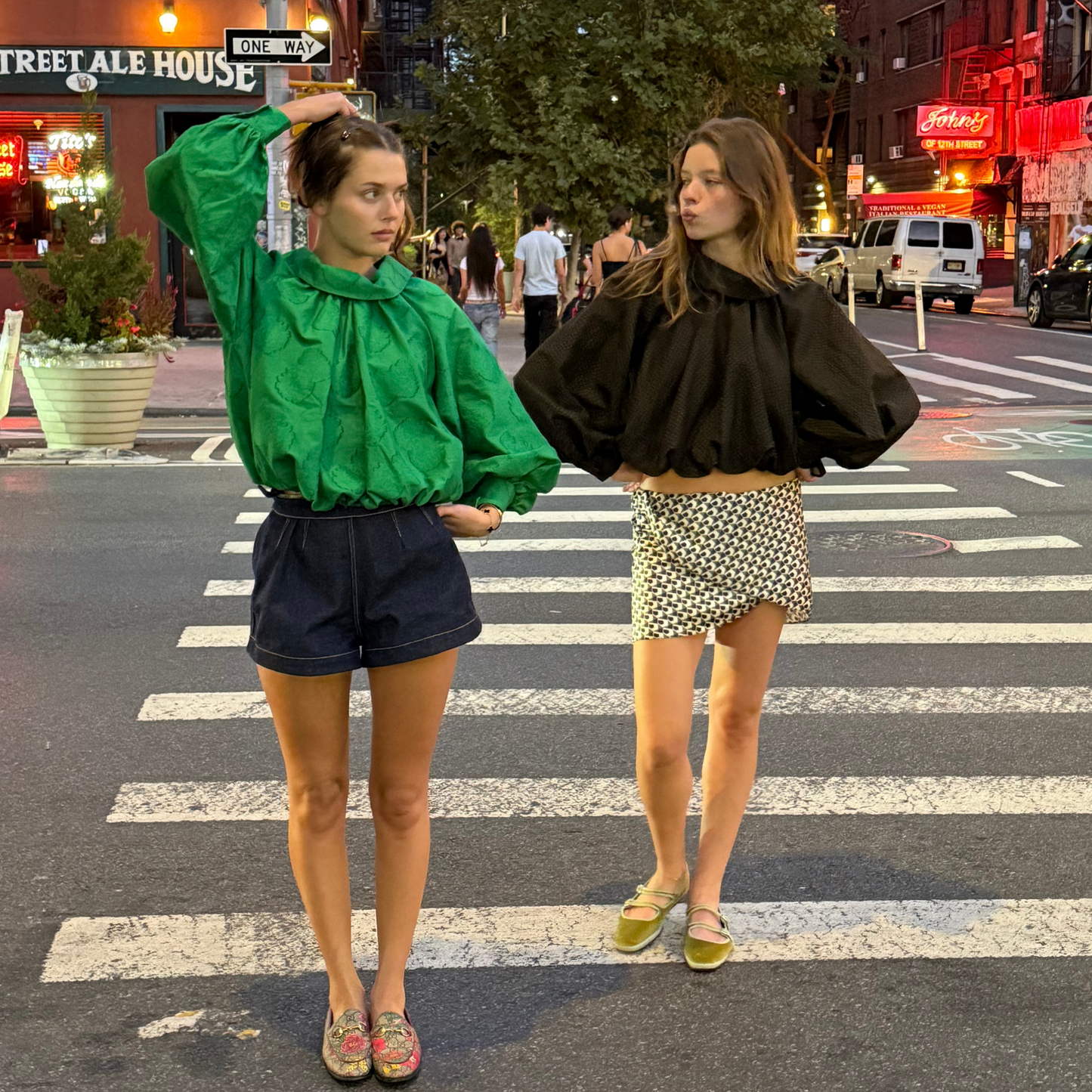 The Gwendolyn Top in Green Jacquard