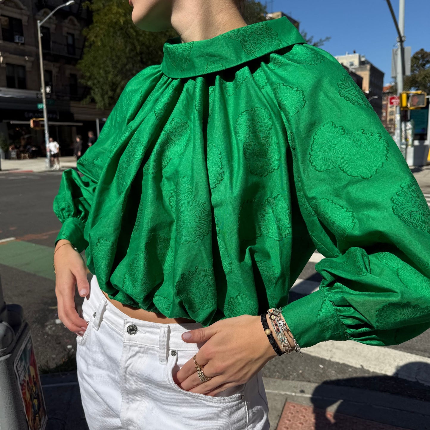 The Gwendolyn Top in Green Jacquard