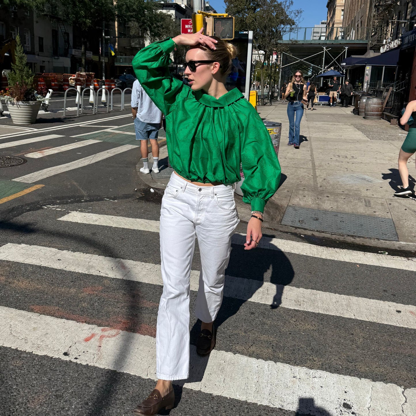 The Gwendolyn Top in Green Jacquard