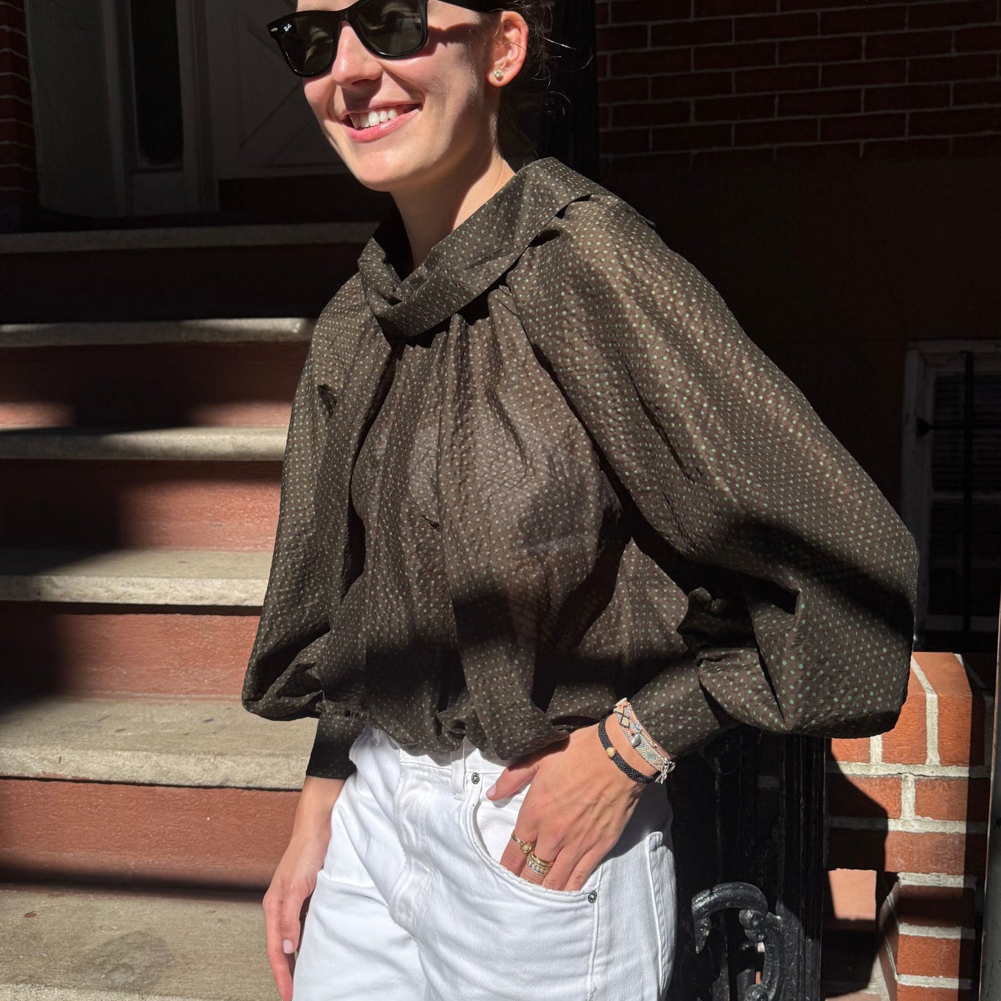 The Gwendolyn Top in Brown Cotton