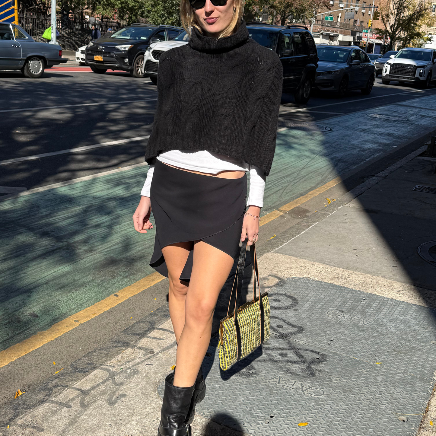 Martha Skirt in Black Birds Crepe