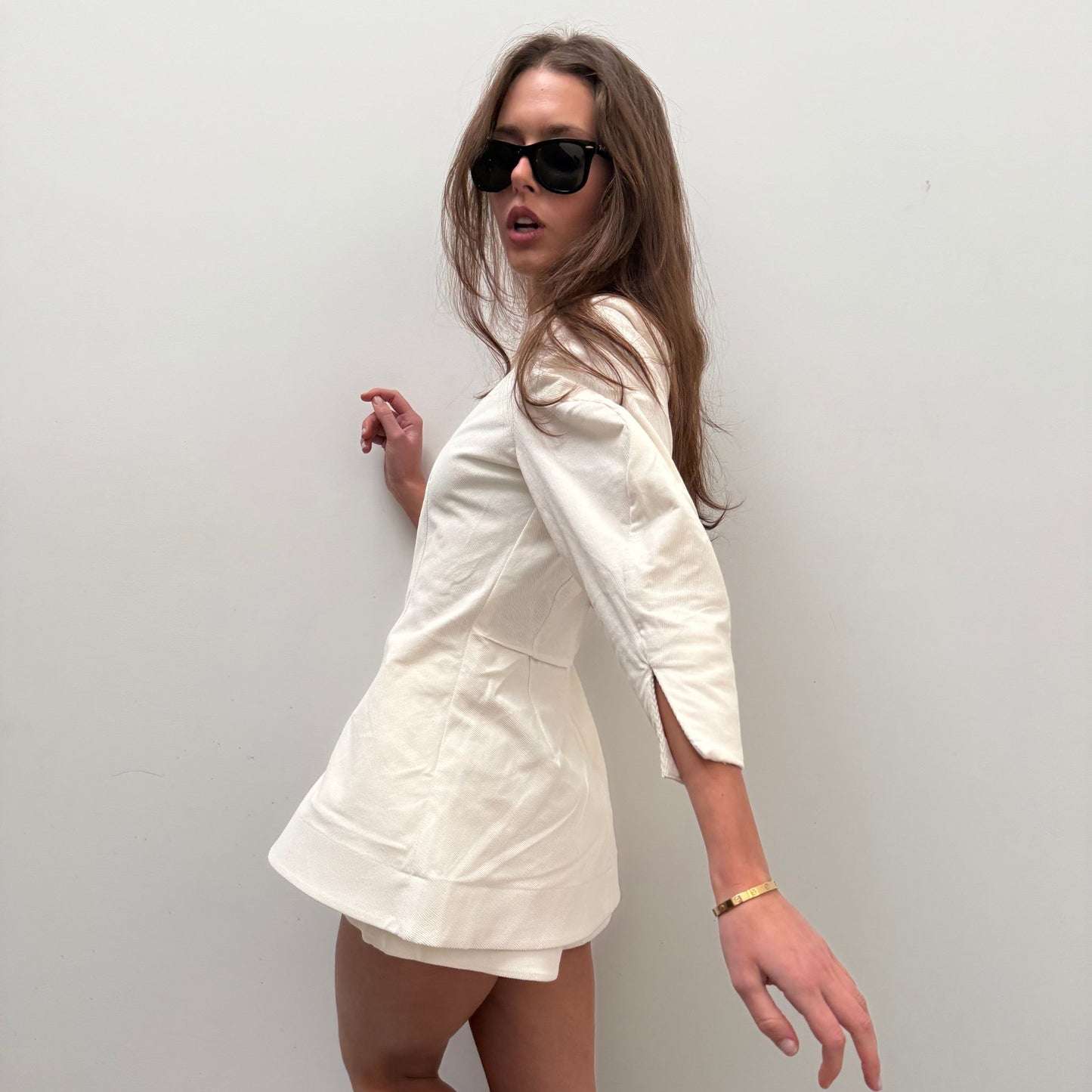 Janice Top in White Corduroy