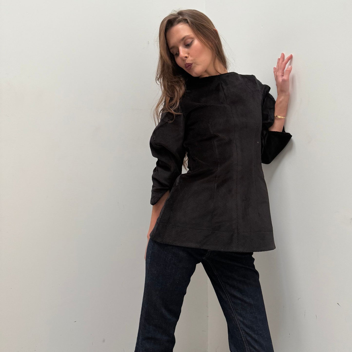 Janice Top in Black Corduroy