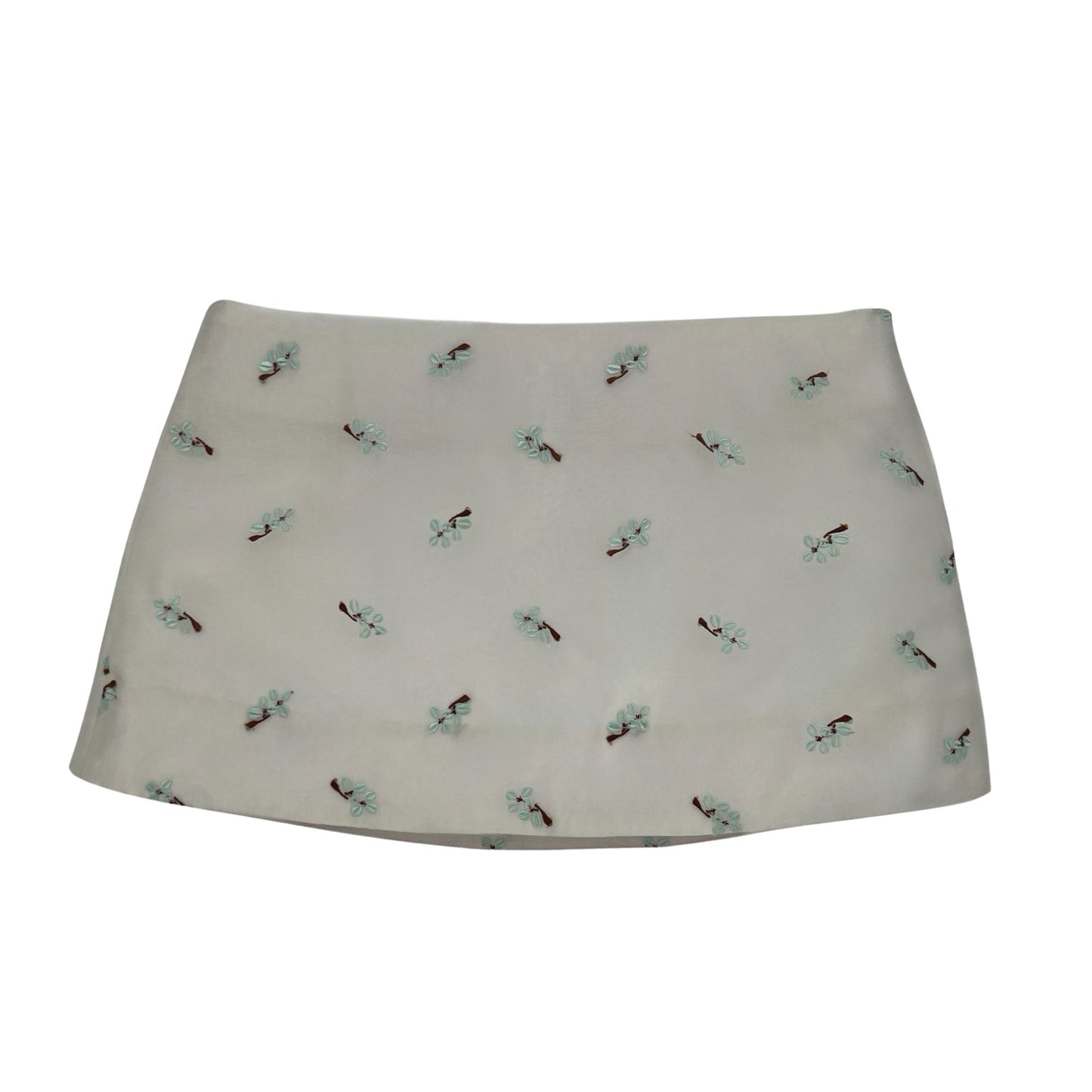 Ava Mini Skirt in Sheer Embroidered Baby Blue Floral