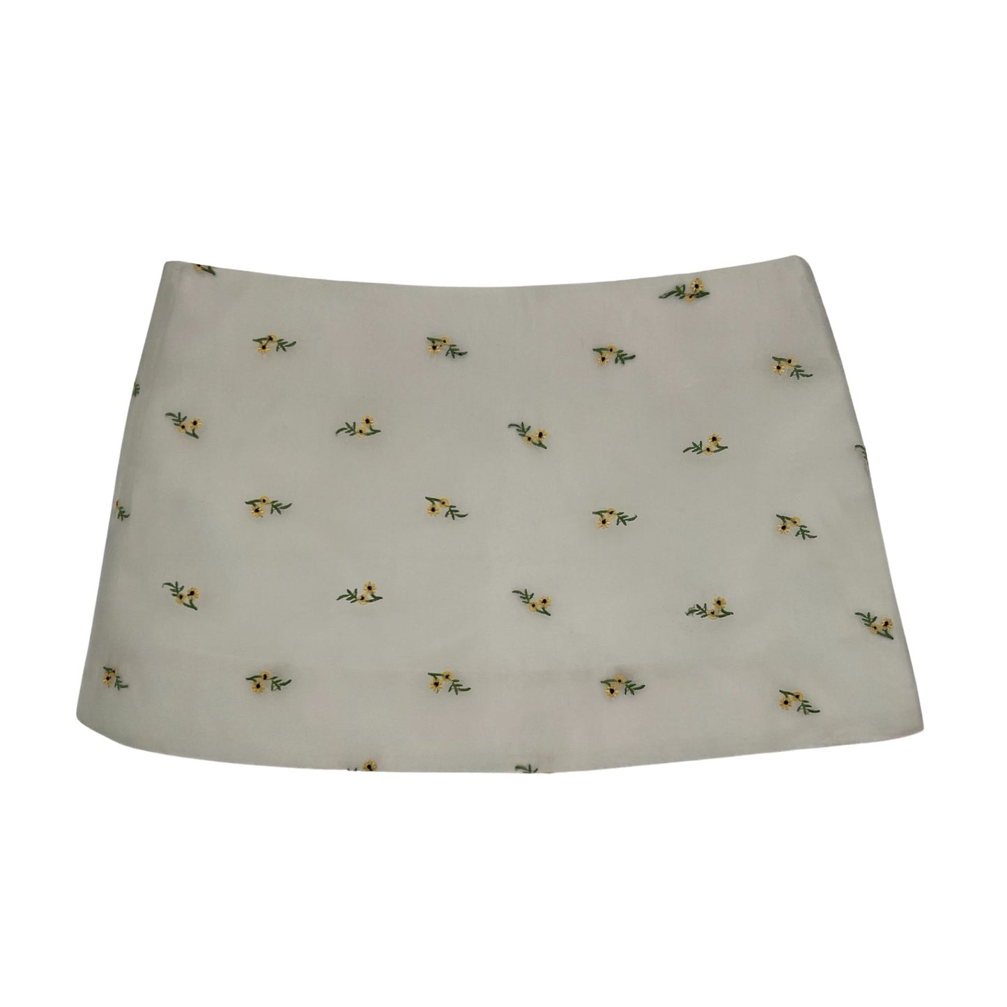 Ava Mini Skirt in Sheer Embroidered Yellow Floral