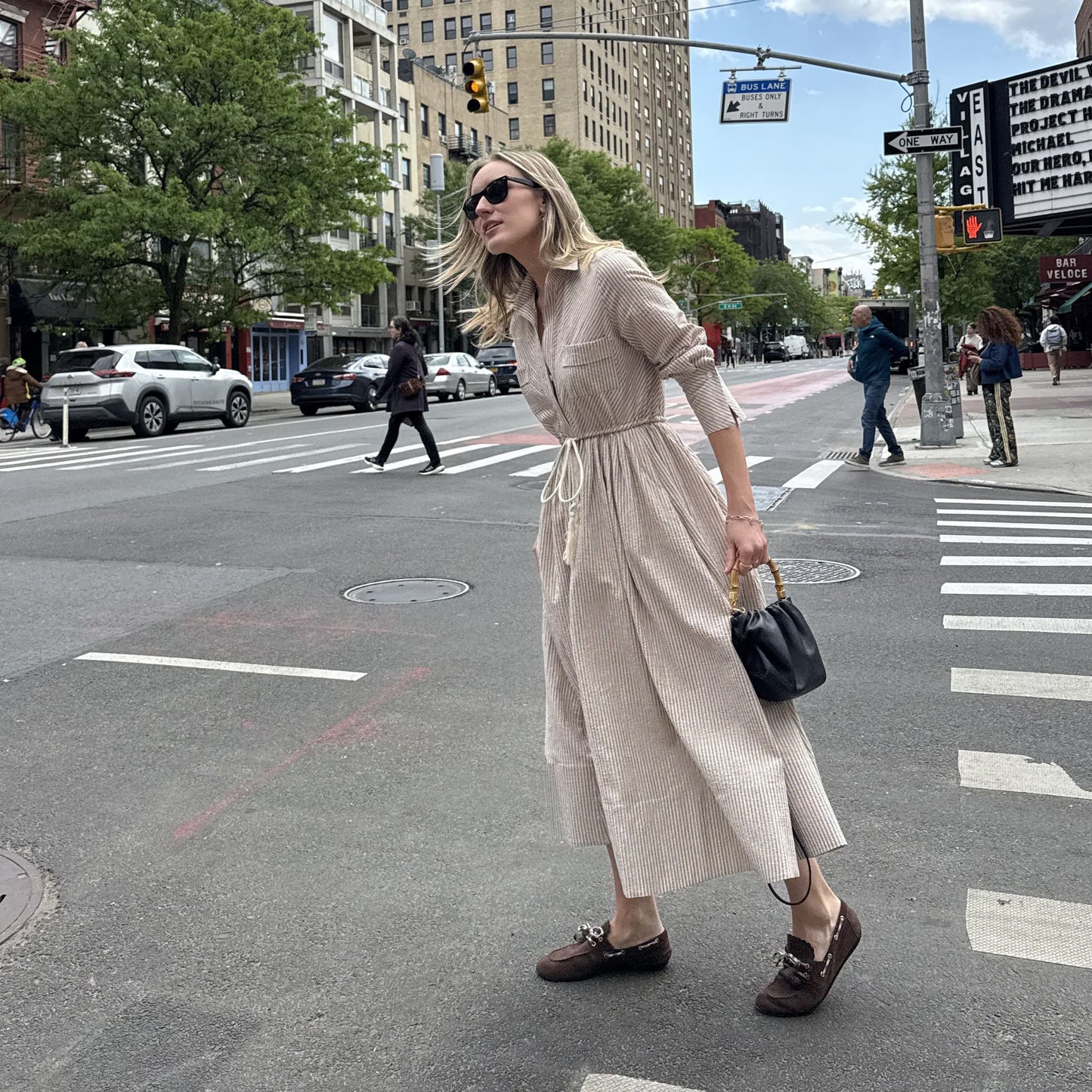 The Rope Dress in Cinnamon Seersucker