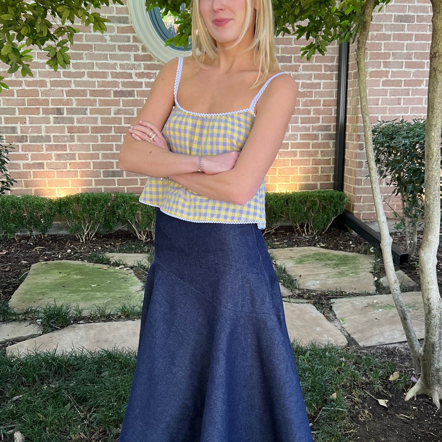 The Perfect Tank in Yellow and Lavender Gingham