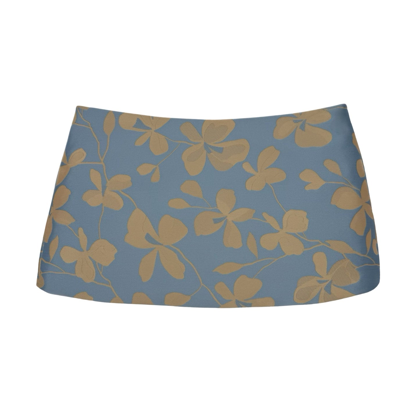 The Ava Mini Skirt in Baby Blue Floral Jacquard