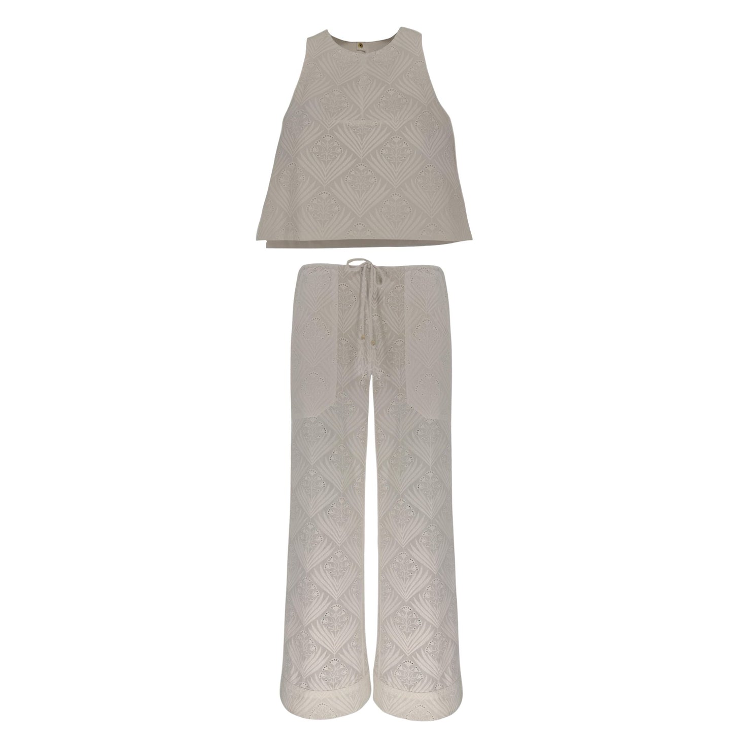 The Sophia Pant in White Fern Eyelet