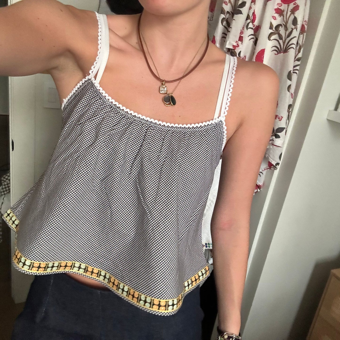 The Perfect Tank in Gingham With Vintage Trim
