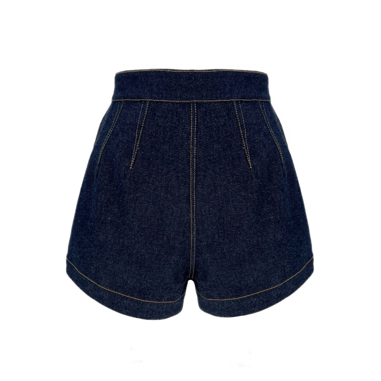 Janice Shorts in Denim With Gold Stitching