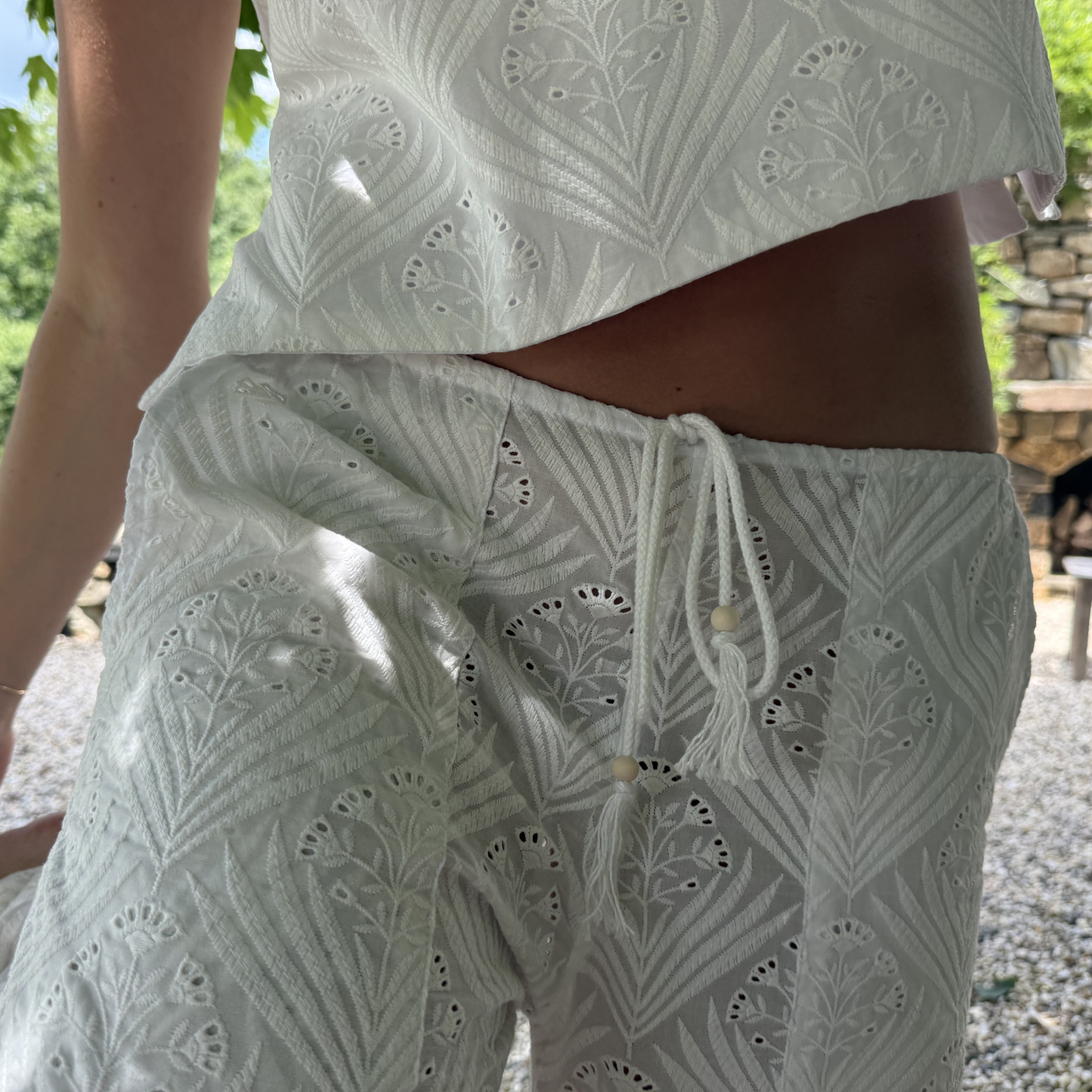 The Sophia Pant in White Fern Eyelet