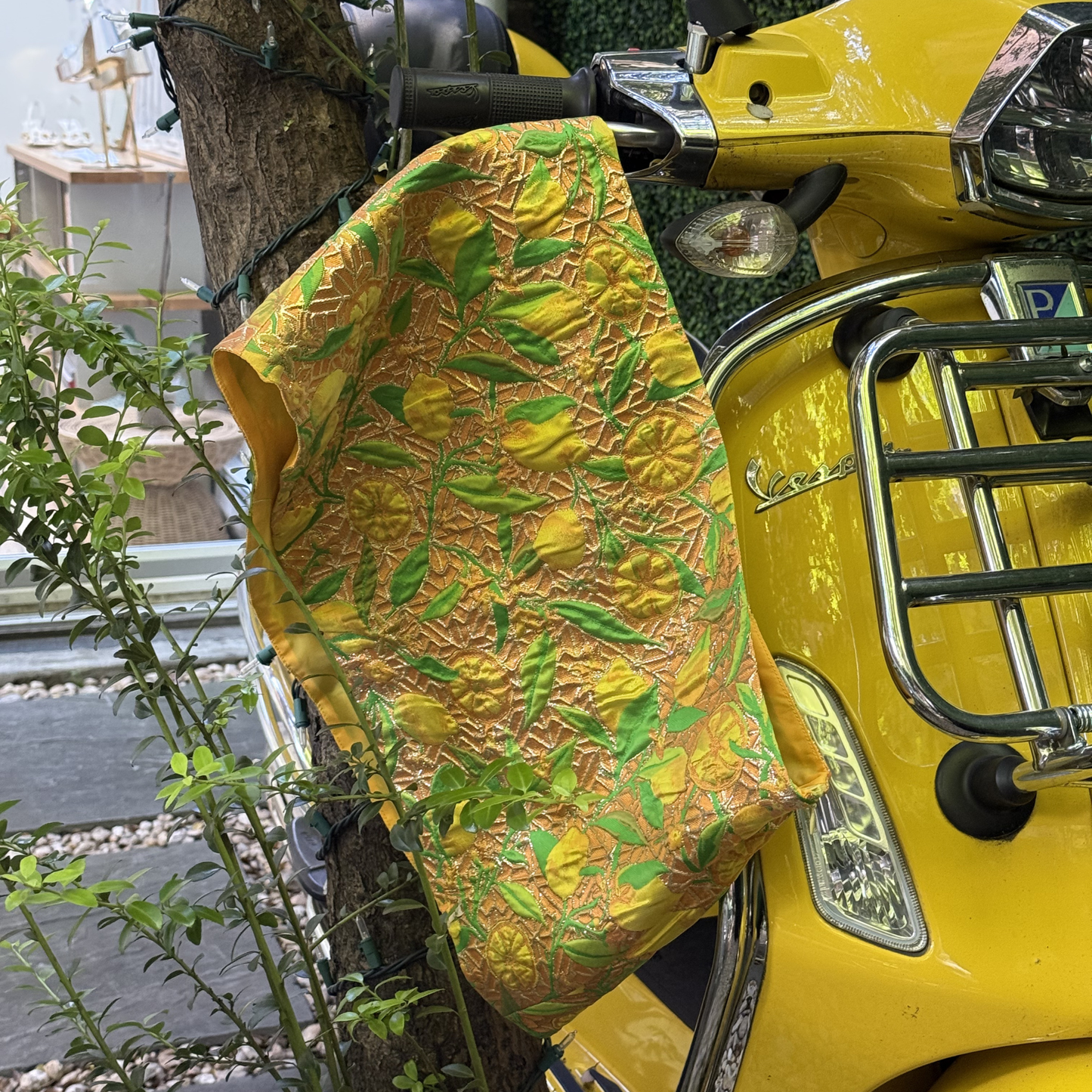 The Ava Mini Skirt in Metallic Lemon Jacquard