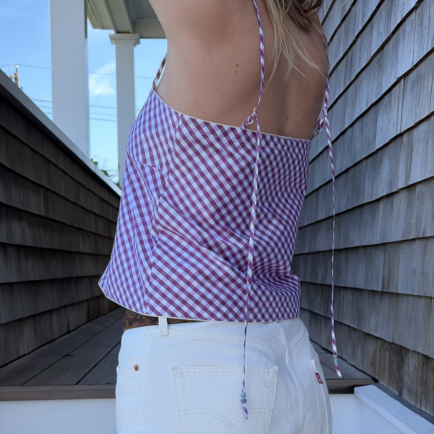 The Bitsy Tank in Boysenberry Gingham Taffeta