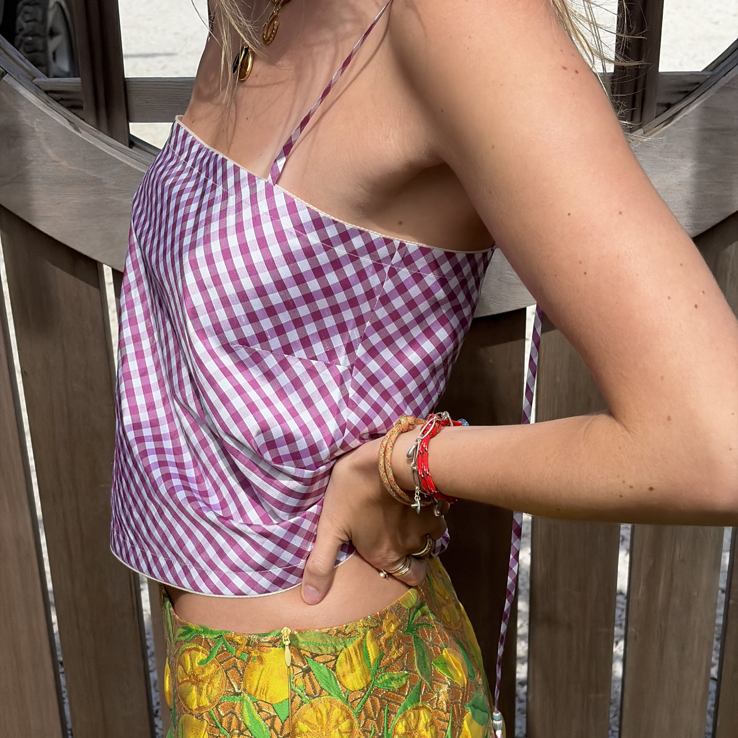 The Bitsy Tank in Boysenberry Gingham Taffeta
