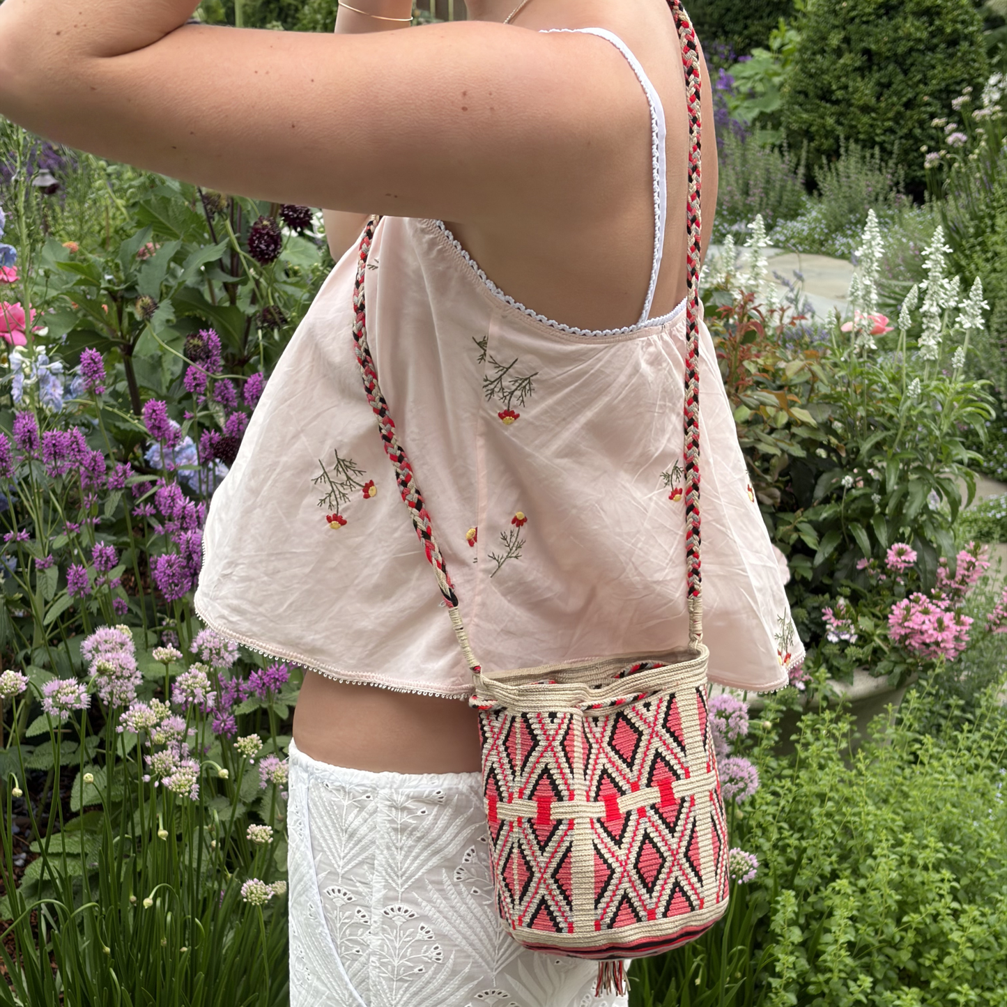 The Perfect Tank in Blush Pink Embroidered Cotton