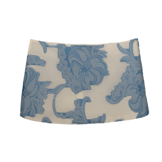Mini Ava Skirt in Blue Jacquard Fil Coup