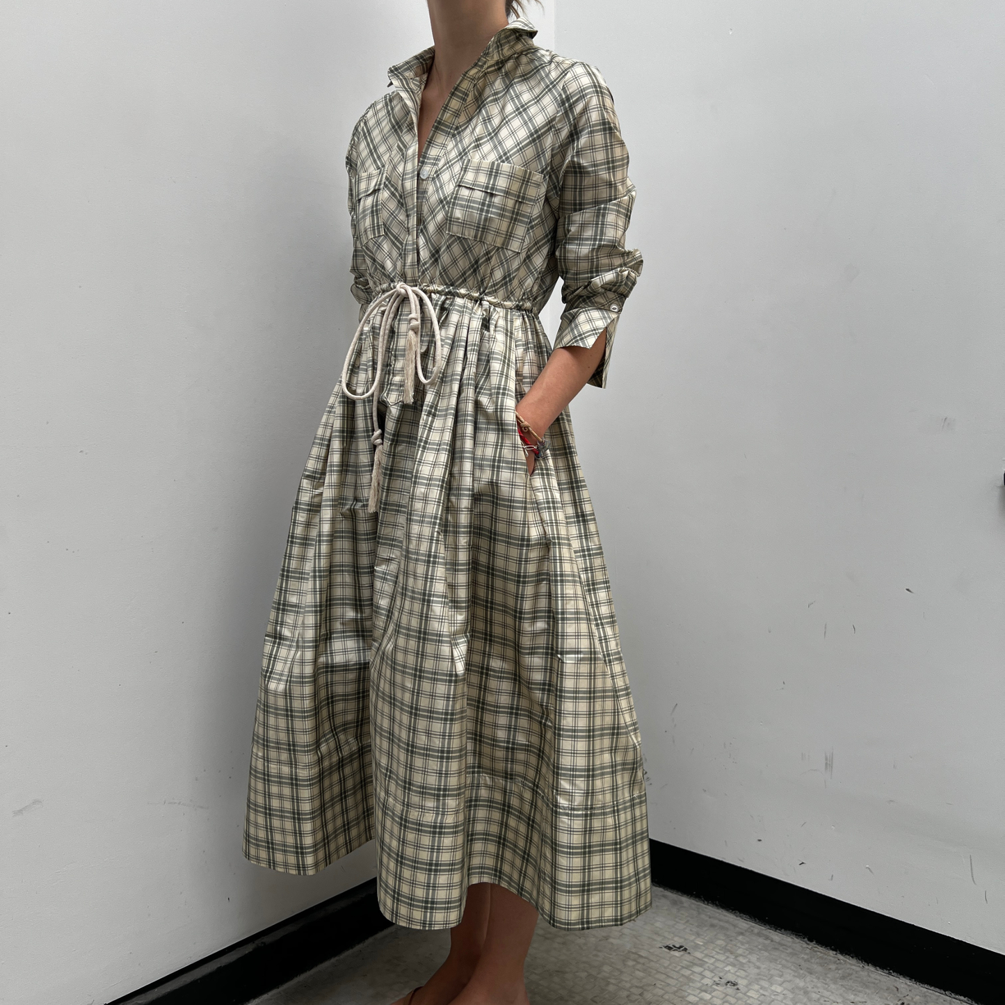 The Rope Dress in Plaid Taffeta
