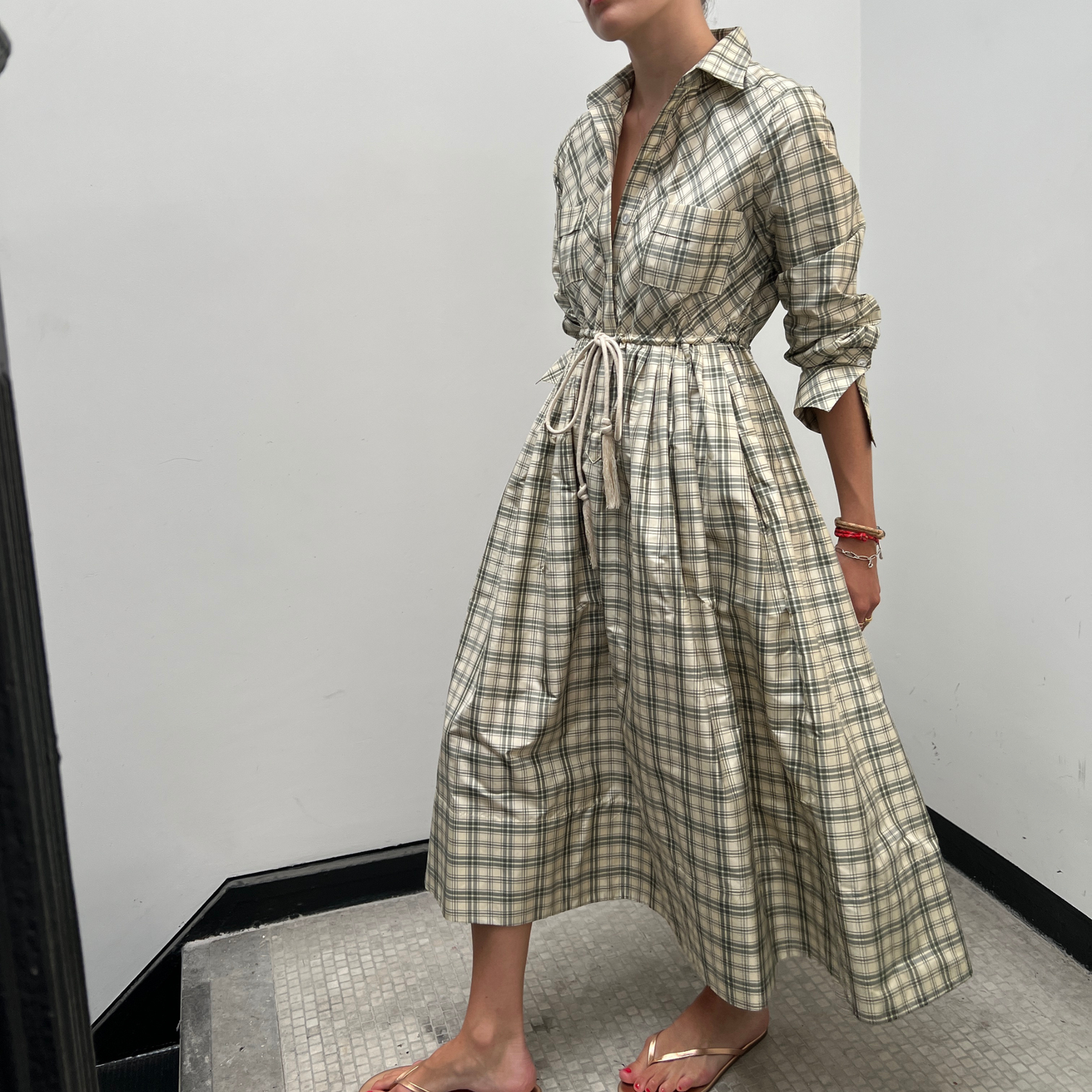 The Rope Dress in Plaid Taffeta