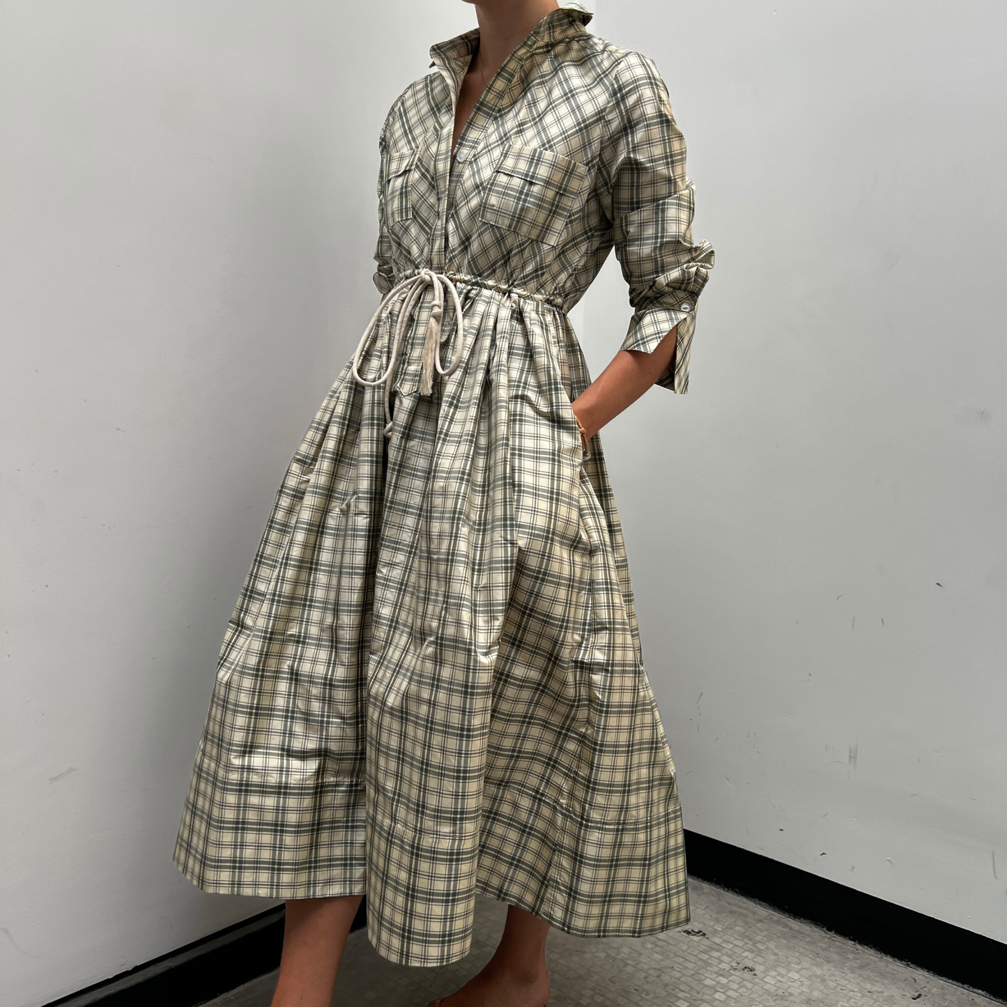 The Rope Dress in Plaid Taffeta