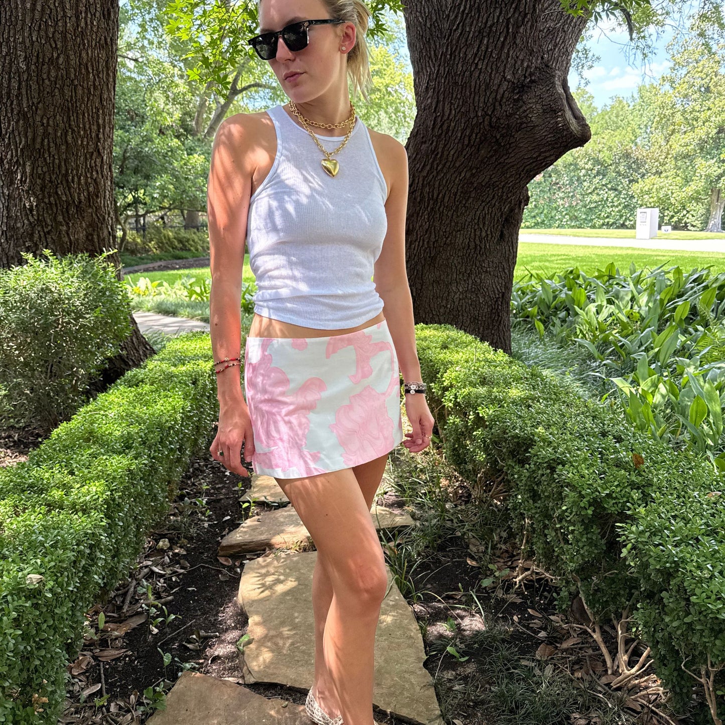 Mini Ava Skirt in Pink Jacquard Fil Coup