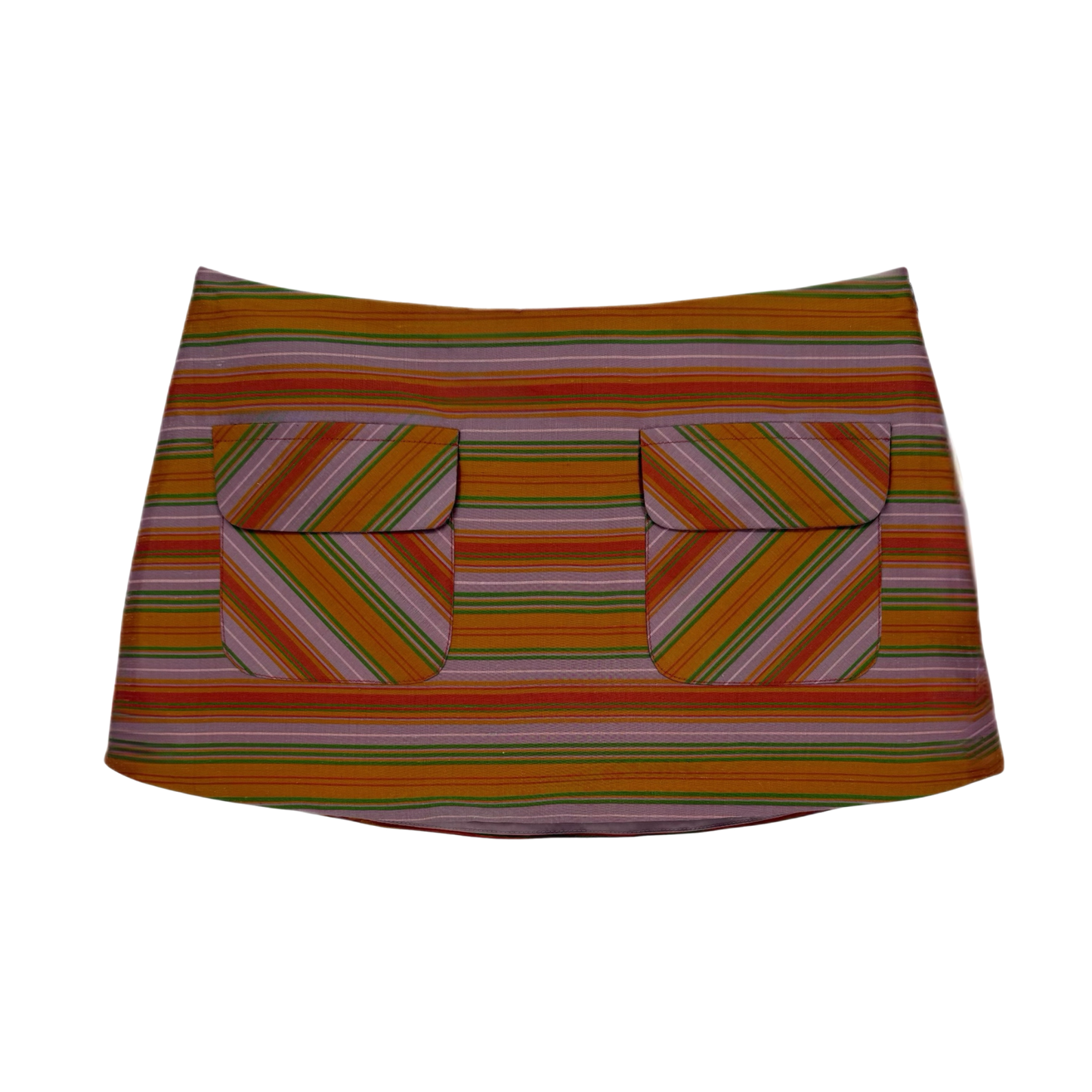 The Ava Mini Skirt in Candy Stripe Raw Silk Dupioni