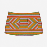 The Ava Mini Skirt in Candy Stripe Raw Silk Dupioni