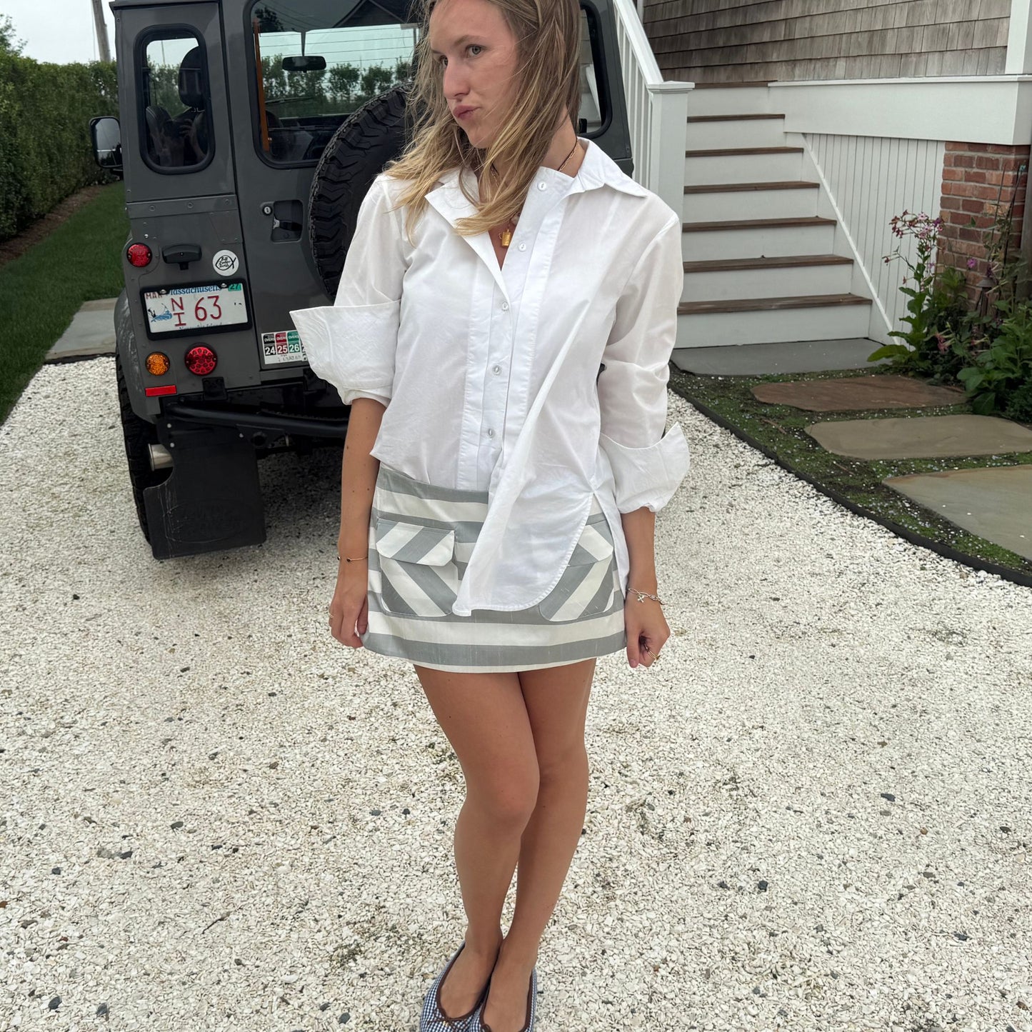 The Charlie Button Down in White Poplin