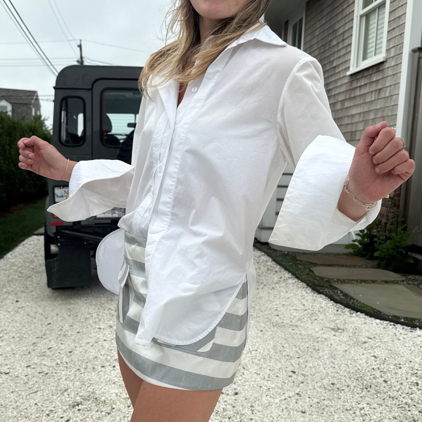 The Charlie Button Down in White Poplin
