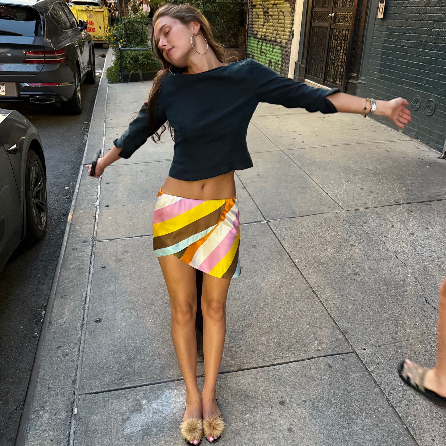 Martha Skirt/Top in Silk Twill Stripe
