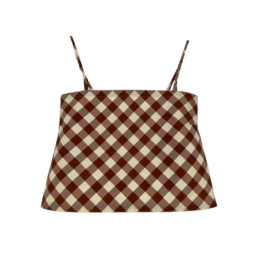 The Bitsy Tank in Burnt Orange Gingham Taffeta