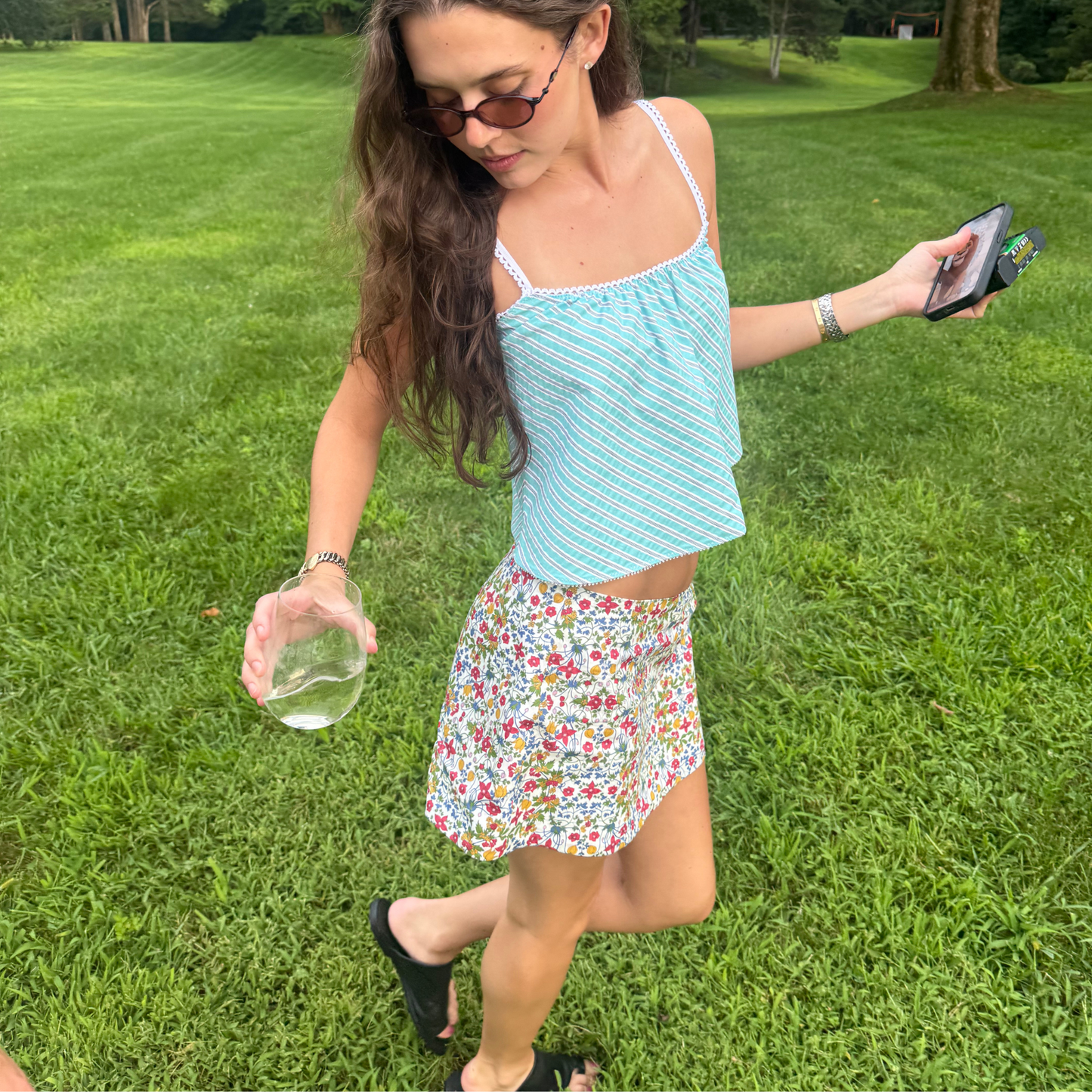 The Perfect Tank in Aqua Stripe