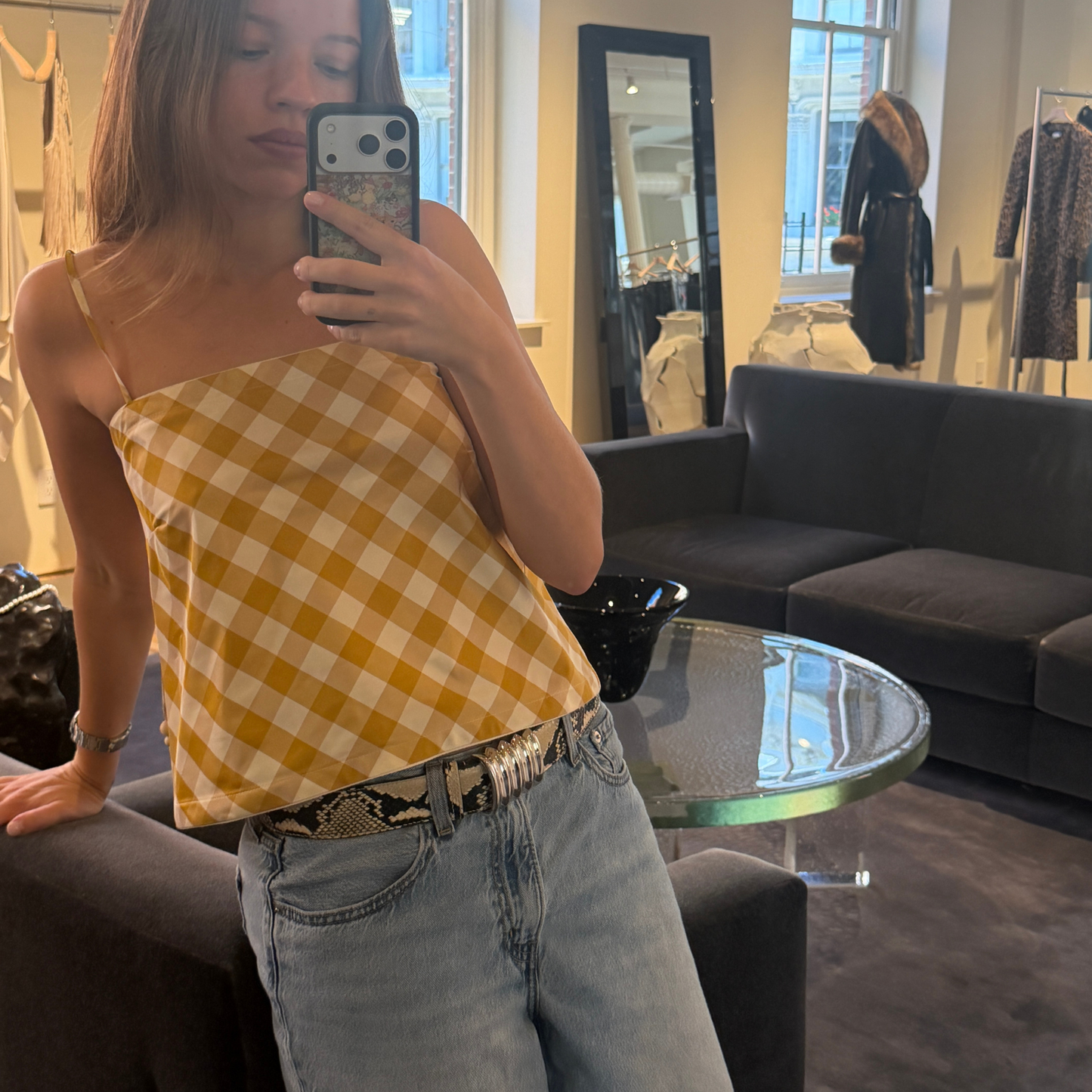 The Bitsy Tank in Butterscotch Yellow Gingham Taffeta