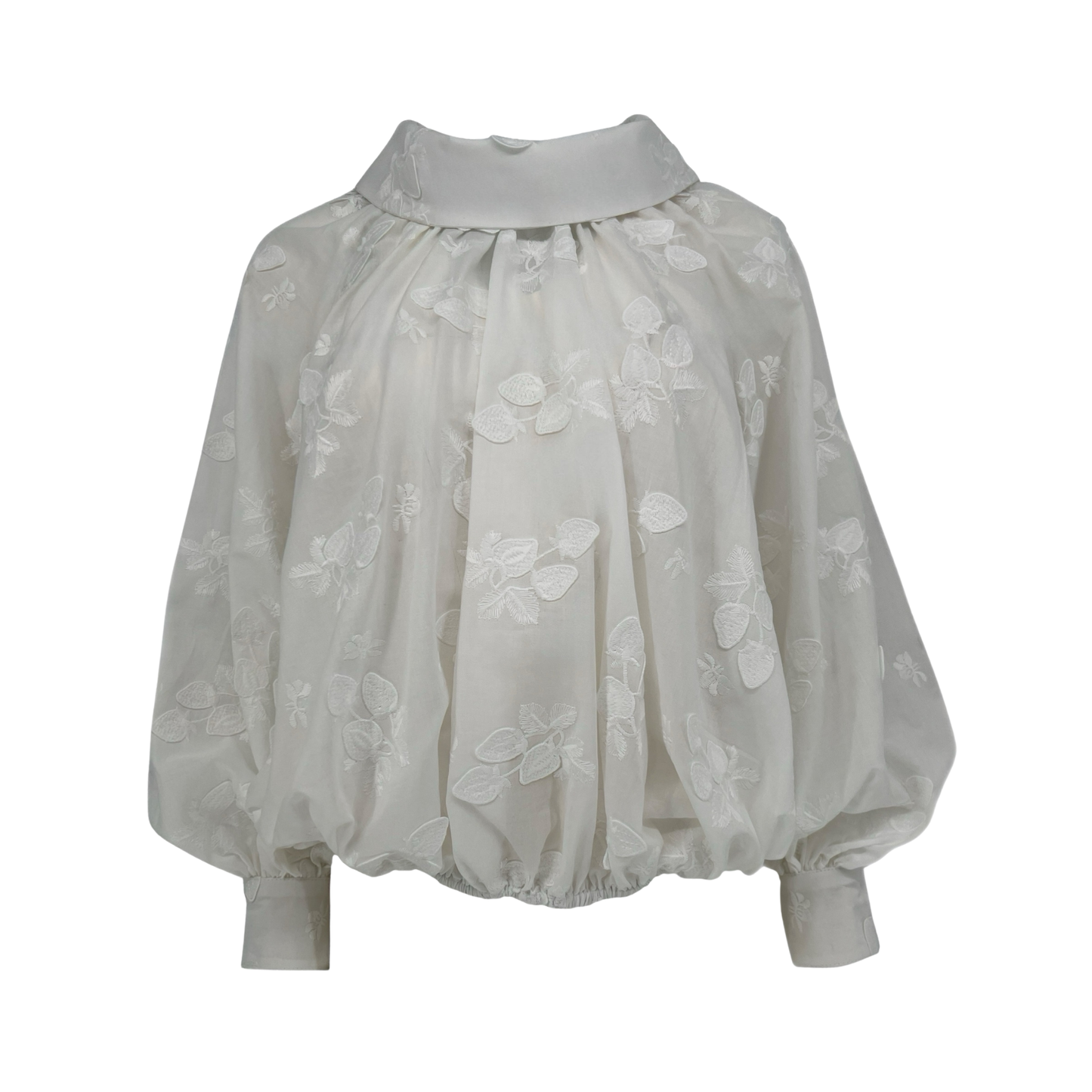 The Gwendolyn in White Cotton with Embroidered Strawberries