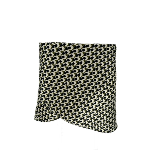 Martha Skirt in Black, Green, and White Geometric Silk Charmeuse