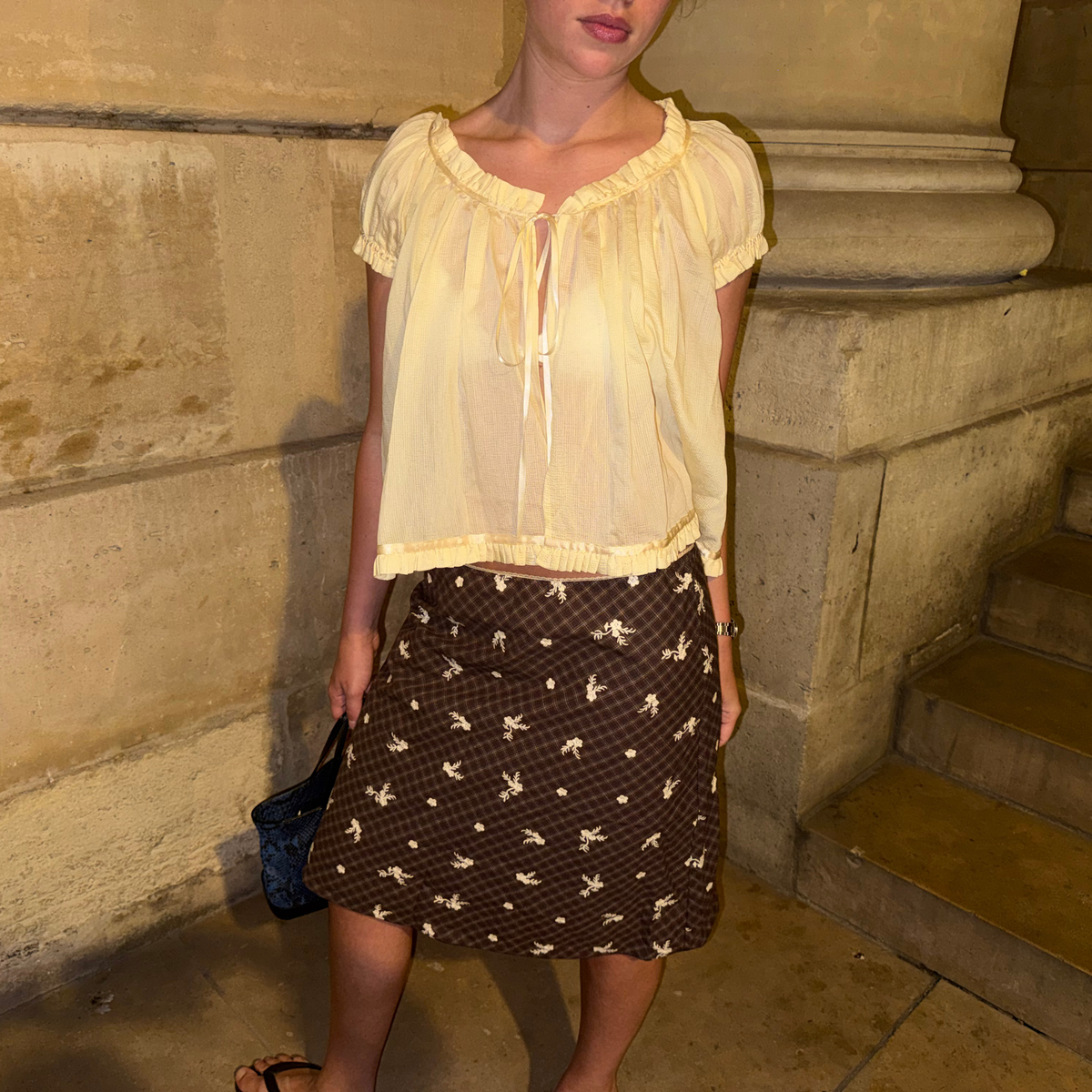 The Carey Skirt in Embroidered Chocolate Brown Plaid