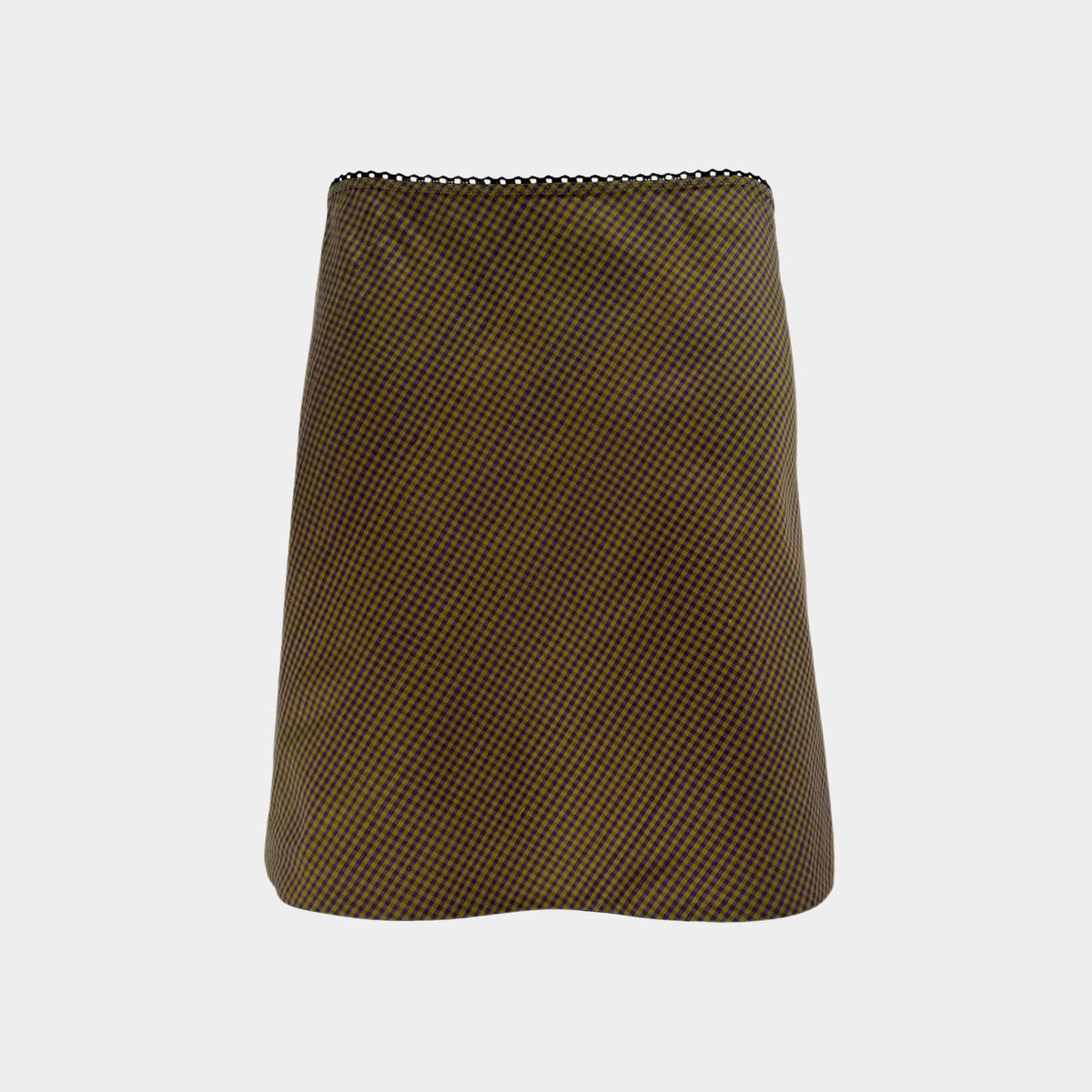 The Carey Skirt in Moss & Purple Gingham Taffeta