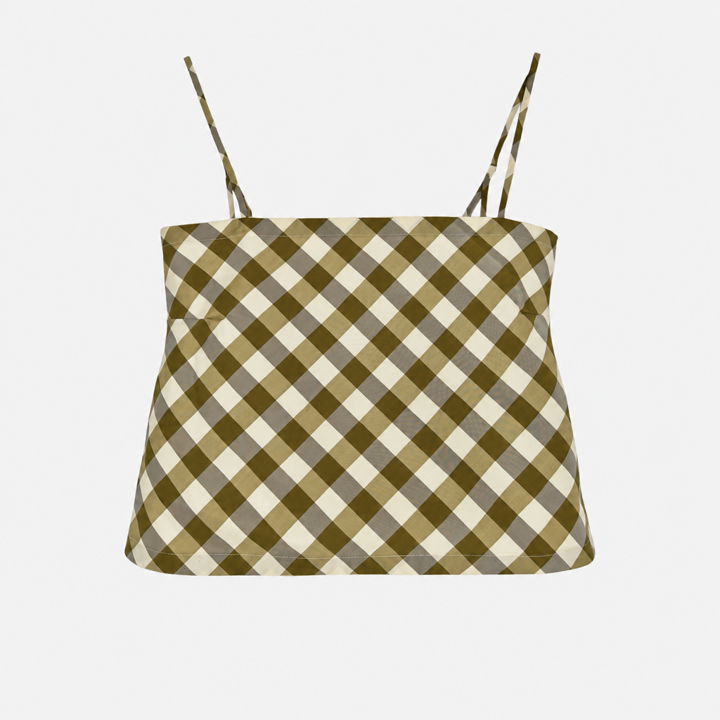 The Bitsy Tank in Olive & Cream Gingham