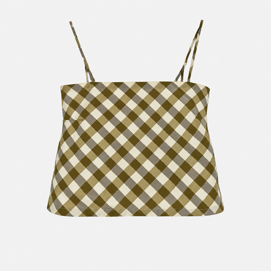 The Bitsy Tank in Olive & Cream Gingham