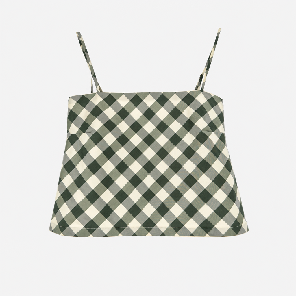 The Bitsy Tank in Hunter Green Gingham Taffeta