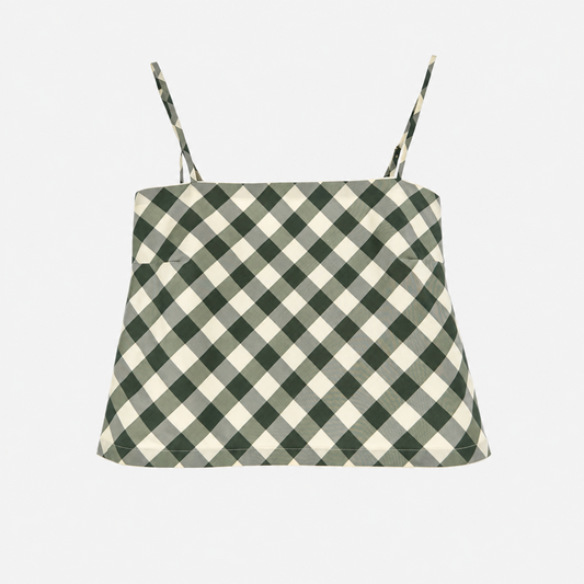 The Bitsy Tank in Hunter Green Gingham Taffeta