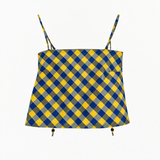 The Bitsy Tank in Marigold & Navy Gingham Taffeta