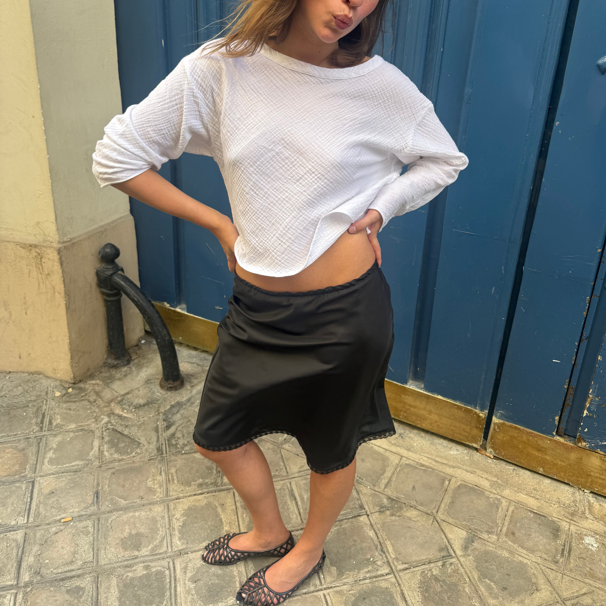 The Lily Top in White Gauze