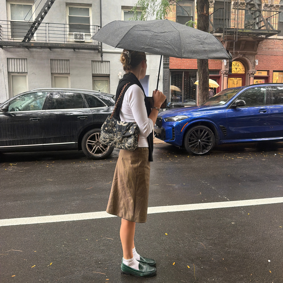 The Carey Skirt in Moss & Purple Gingham Taffeta