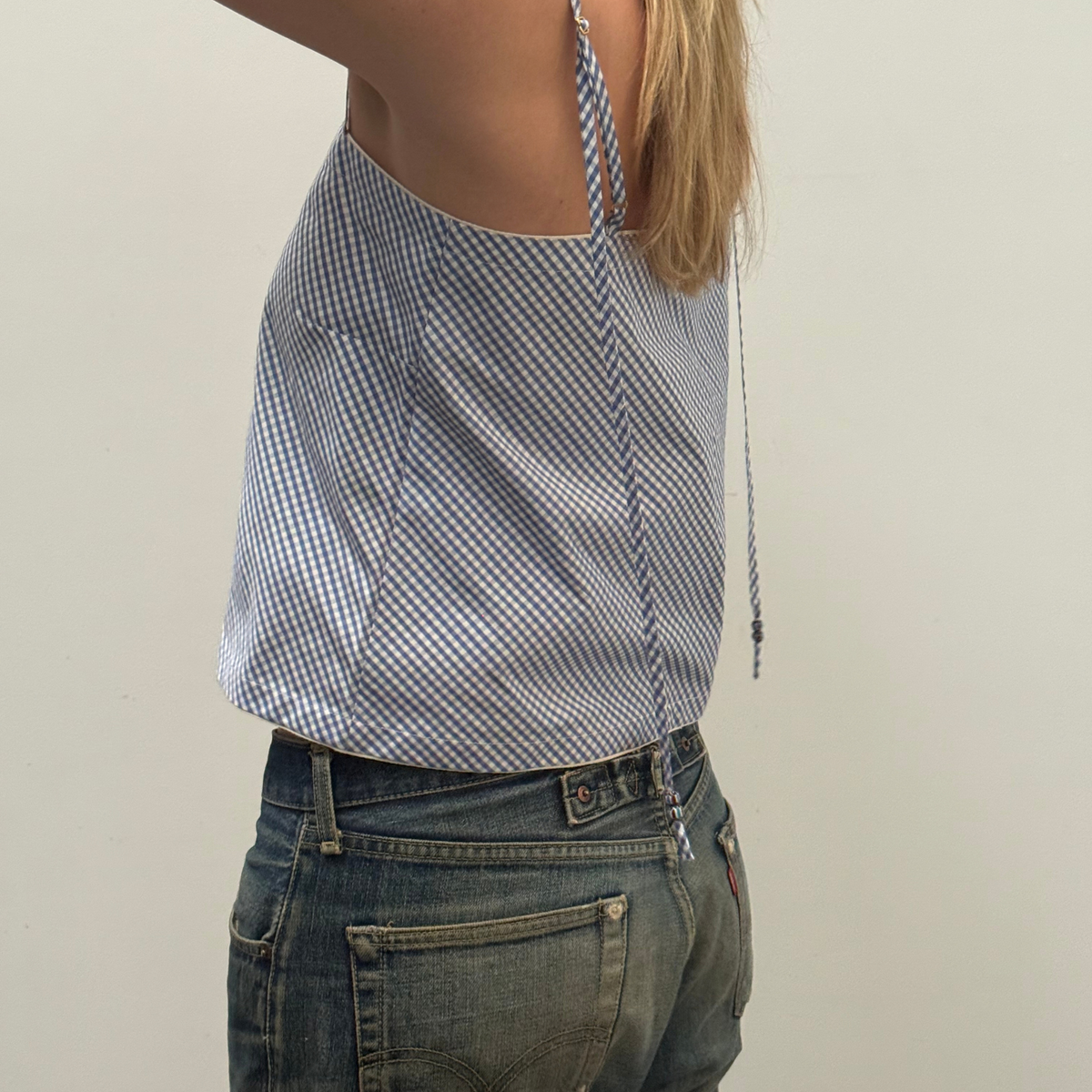 The Bitsy Tank in Royal Blue Gingham Taffeta