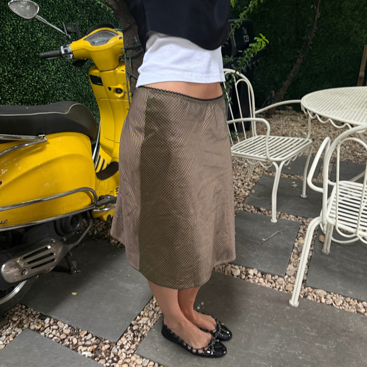 The Carey Skirt in Moss & Purple Gingham Taffeta