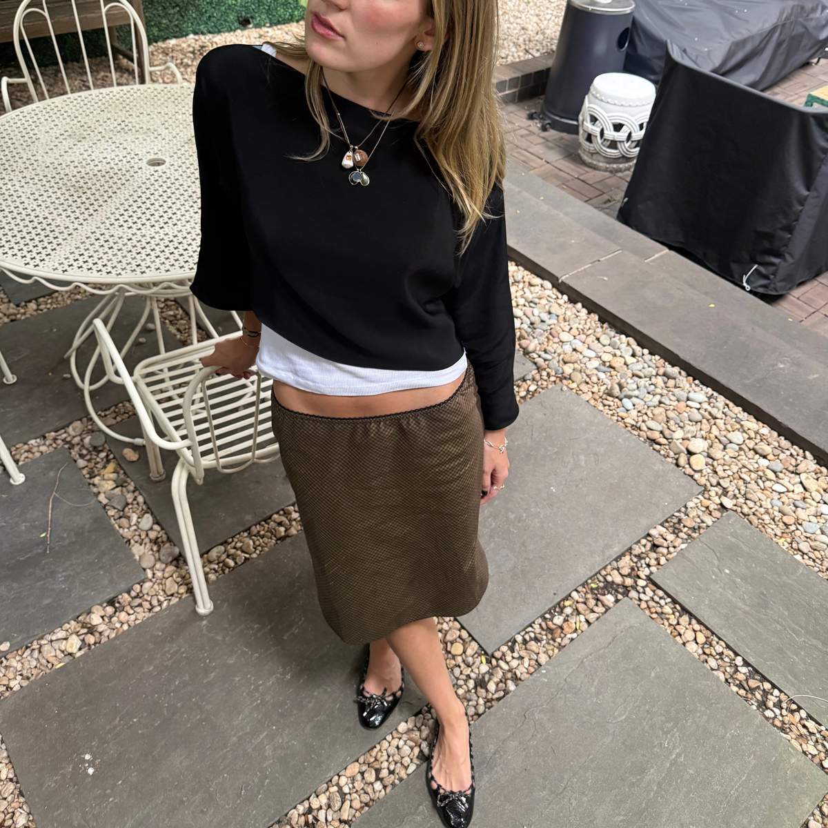 The Carey Skirt in Moss & Purple Gingham Taffeta