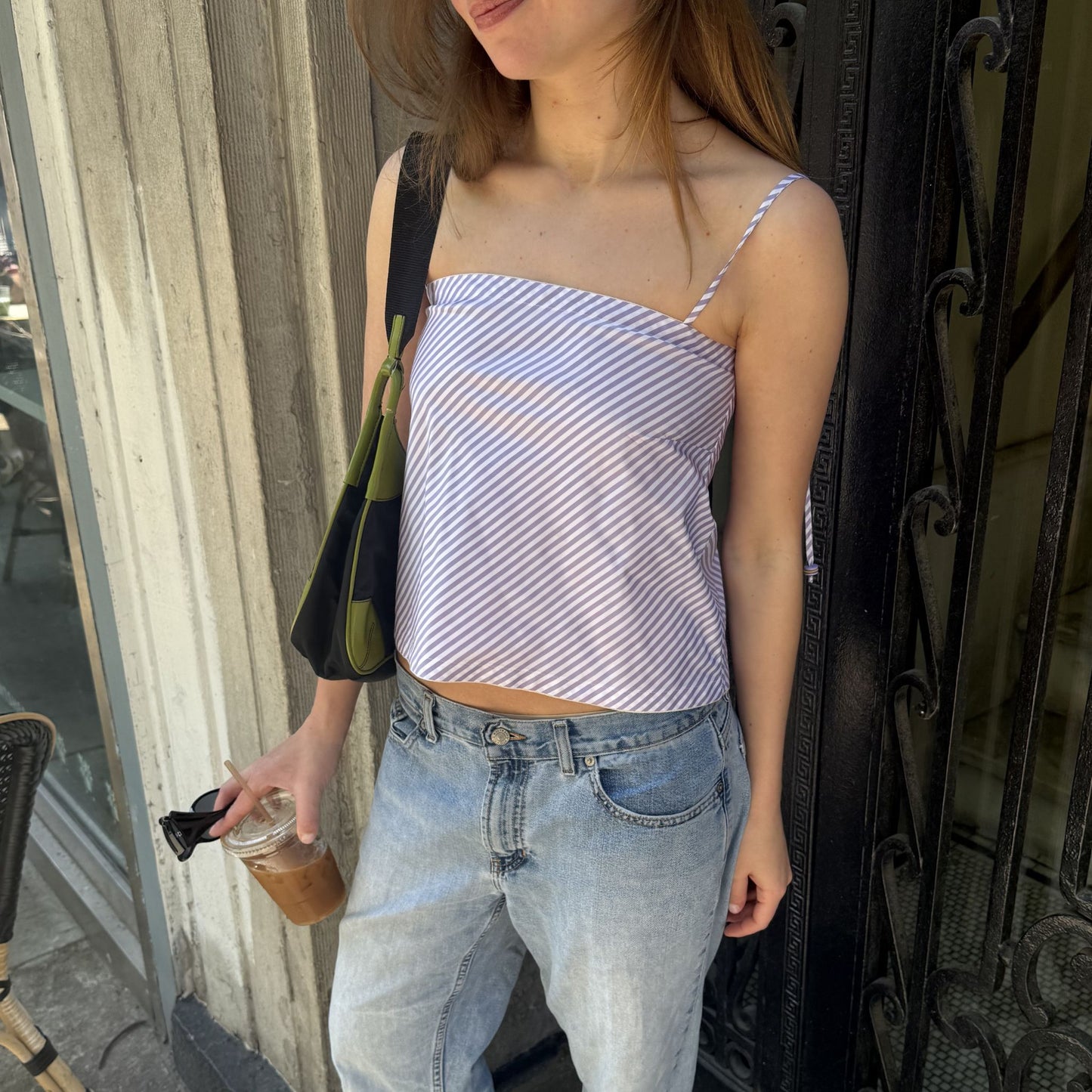 The Bitsy Tank in Striped Lilac Taffeta